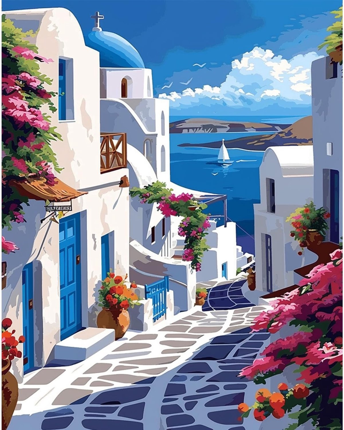 Paint by Number Kit - Blauw Kust Landschap - Schilderen op Canvas