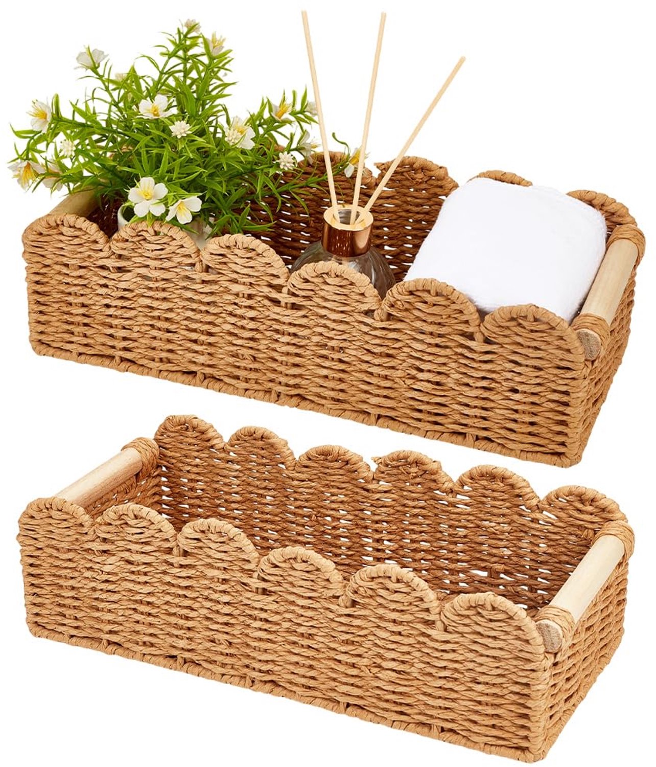 Set van 2 Badkamer Rotan Manden voor Handdoeken en Toiletten