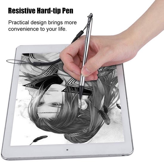 Stylus Pen Universeel - Antislip - Uittrekbaar Snoer - Schrijfgerei - Schermbescherming - Duurzaam Ontwerp - Schrijfpen — afbeelding 2