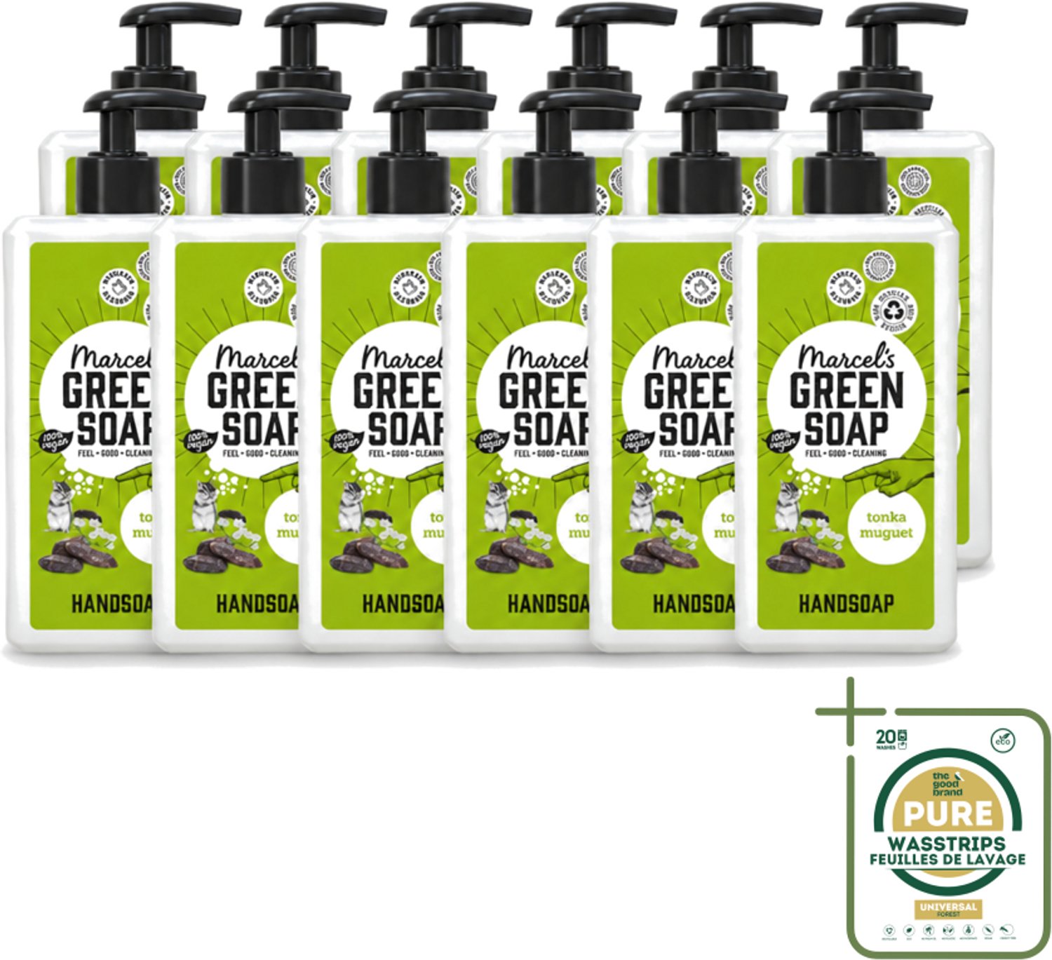 12 x Marcel's Green Soap - Handzeep - Tonka & Muguet - Zachte verzorging - 500 ml - Wasstrips - Handzeep - Natuurlijke Handzeep - Zachte Handzeep - Handzeep Tonka Muguet - Handzeep 500 Ml