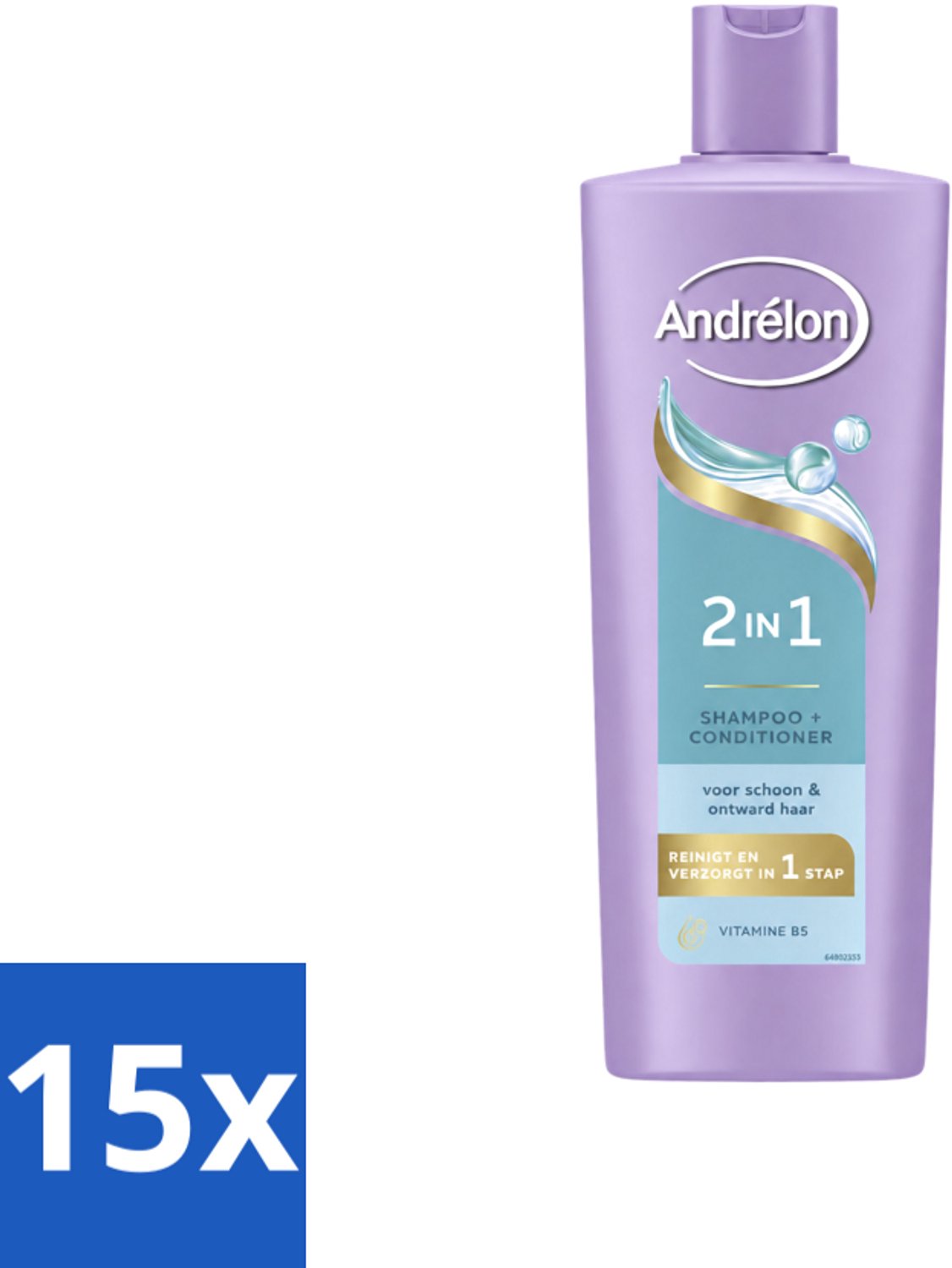 15 x Andrélon – Shampoo 2-in-1 – Iedere Dag – 400 ml - Voordeelverpakking - 15 stuks