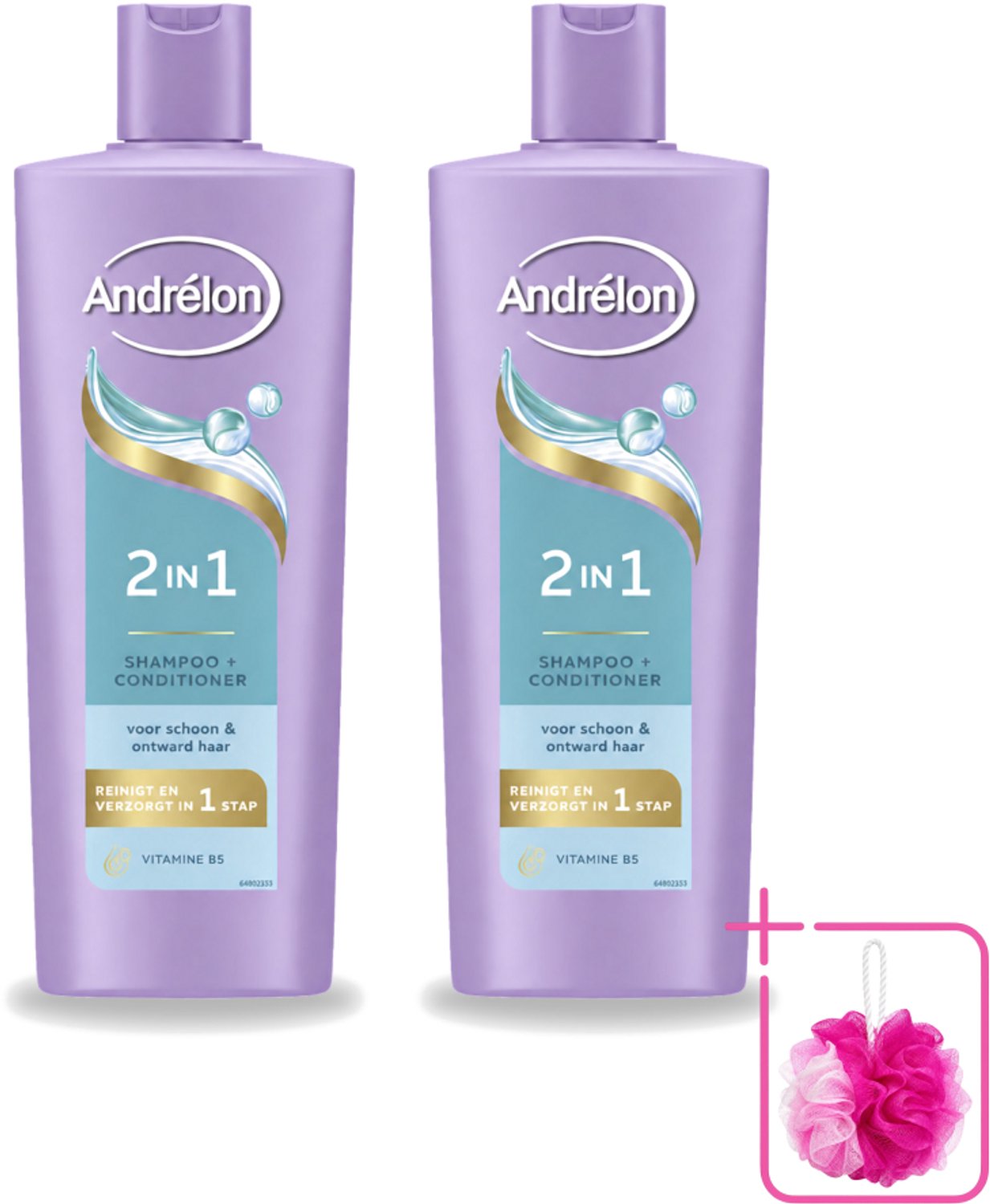 2 x Andrélon – Shampoo 2-in-1 – Iedere Dag – 400 ml - Bulkverpakking - Haar verzorgen - Douchemop - Haar reinigen