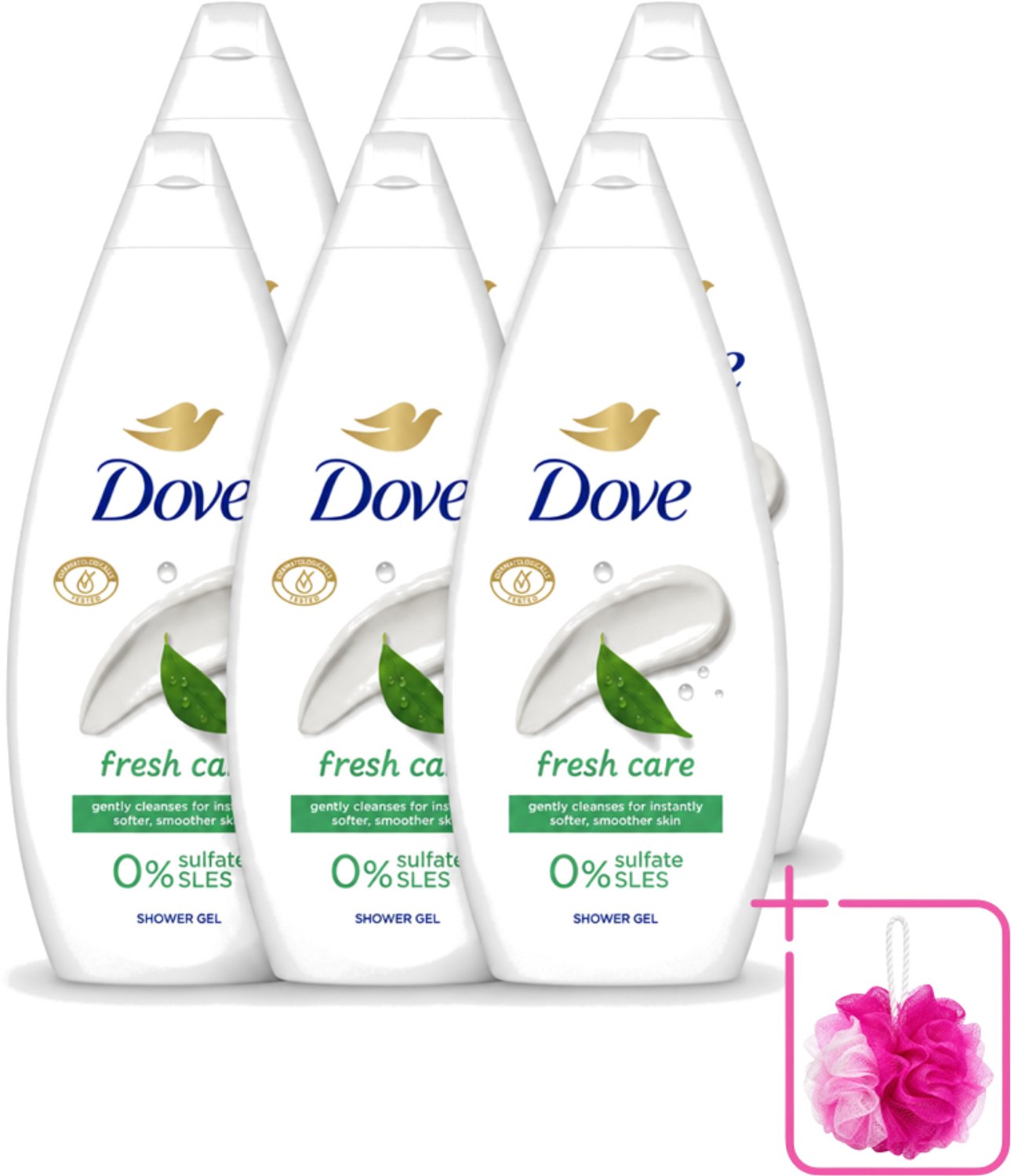 6 x Dove Douchecrème - Fresh Care - 720 ml - Bulkverpakking - Douchecrème - Douchemop - Huid verzorging