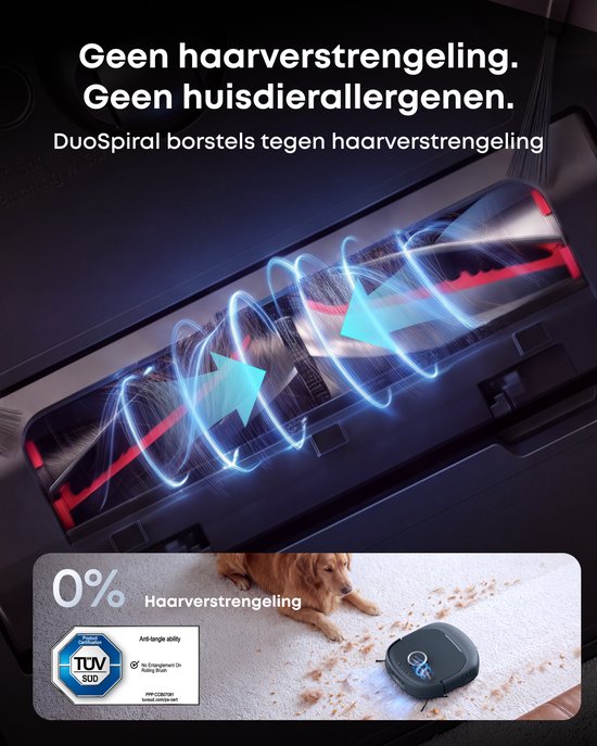 DuoSpiral borstels die haarverstrengeling voorkomen met 0% haarverstrengeling gecertificeerd door TÜV.