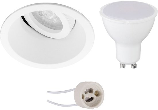 BES LED GU10 Inbouwspot Set - Mat Wit - Inbouw Rond - Kantelbaar - Pragmi Zano Pro - 4W - Warm Wit 3000K - Ø93mm