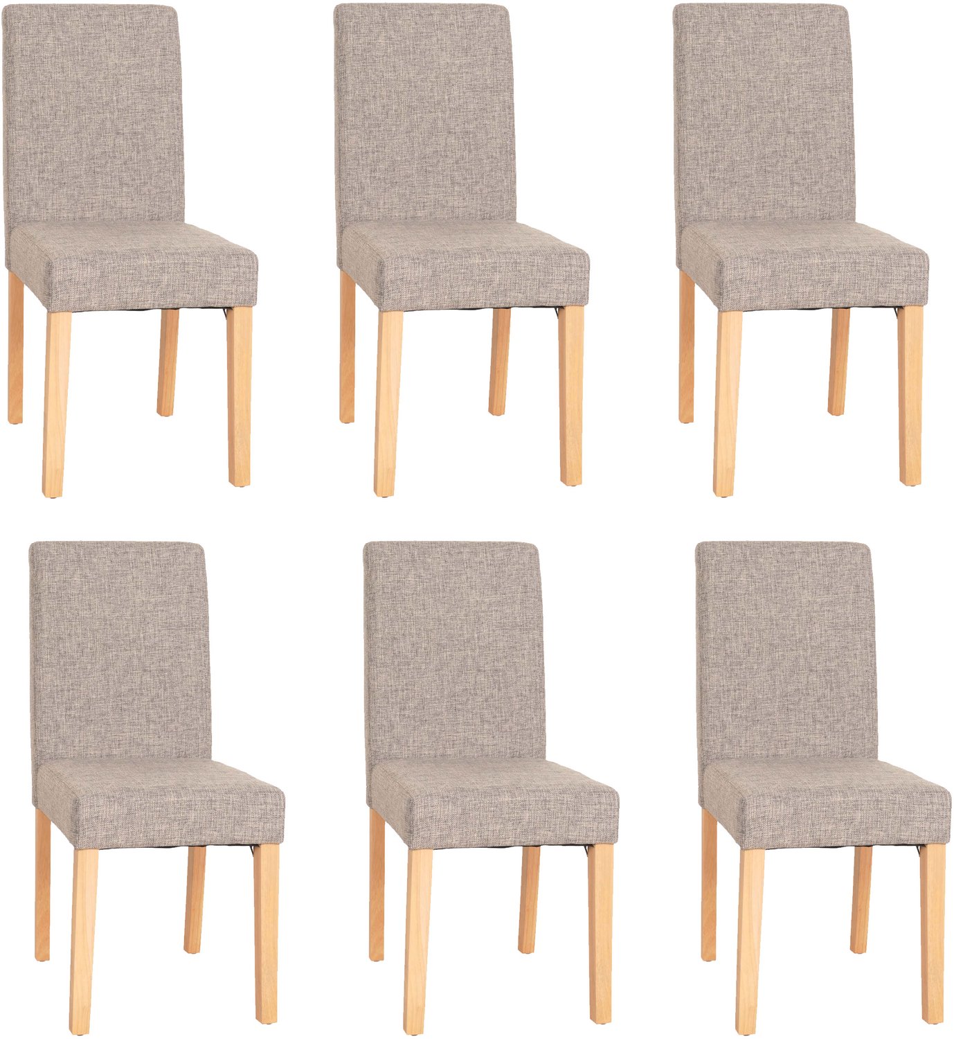 Cosmo Casa Set Van 6 Eetkamerstoelen - Keukenstoelen - Textiel - Grijs - Lichte Poten Taupe
