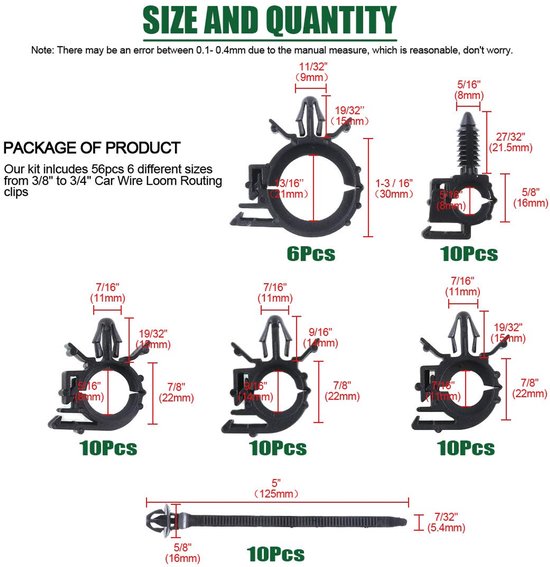 56 Stks Auto Draad Loom Routing Clips Assortiment 6 Verschillende Maten Universele Bedrading Harnas Routing Clip Vervangende Onderdelen voor Honda GM Mazda — cadeau in Cadeau-ideeën - foto 2
