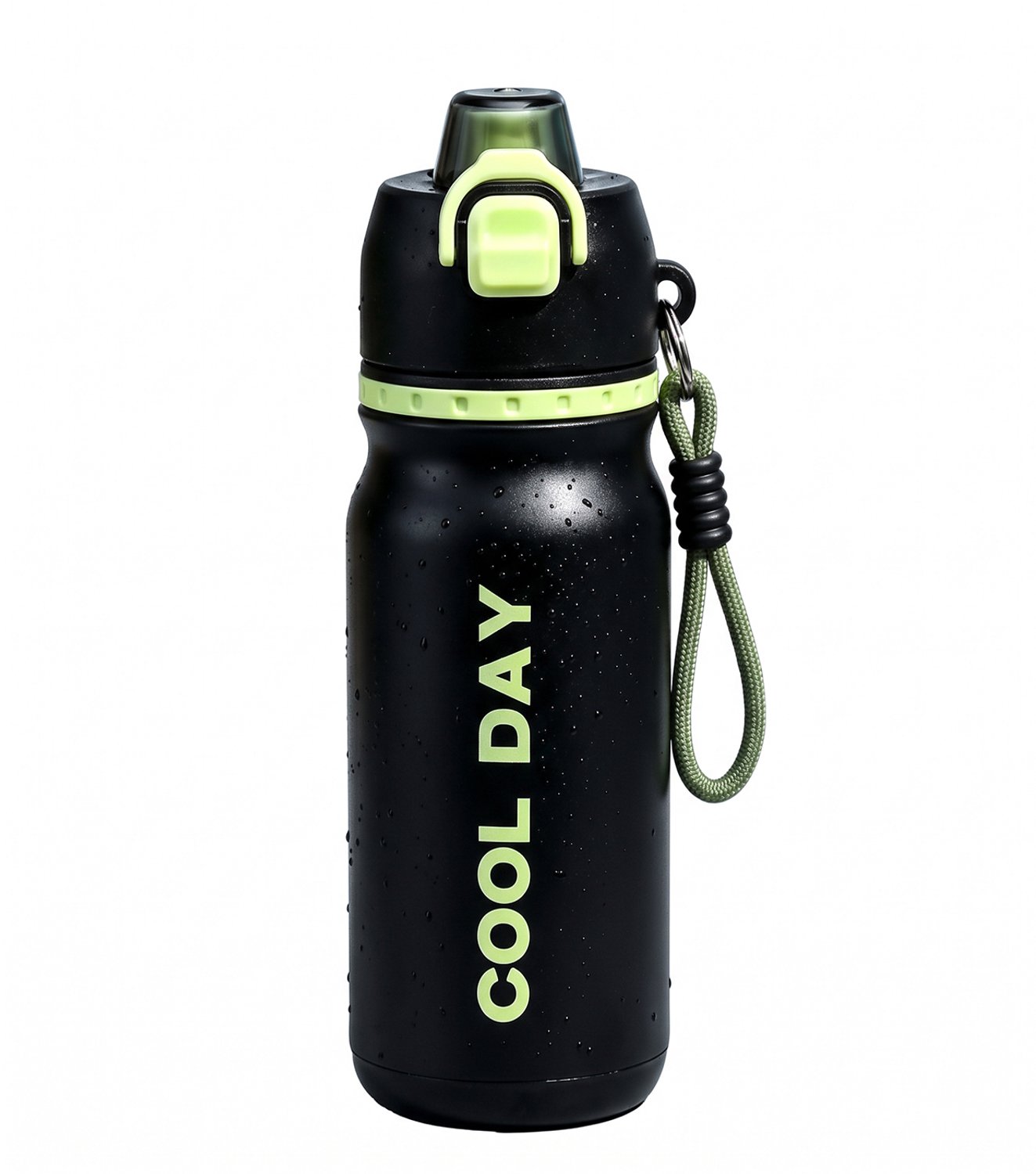 Thermosfles met Vernevelaar 700 ml - RVS Drinkfles met 304 RVS Binnenwand - Isolerende Waterfles voor Warm en Koud - Sportfles met Drinktuit en Sprayfunctie - Lekvrije Fles met Draagkoord - Antislip Siliconen Bodem en Krasbestendige Coating - Zwart