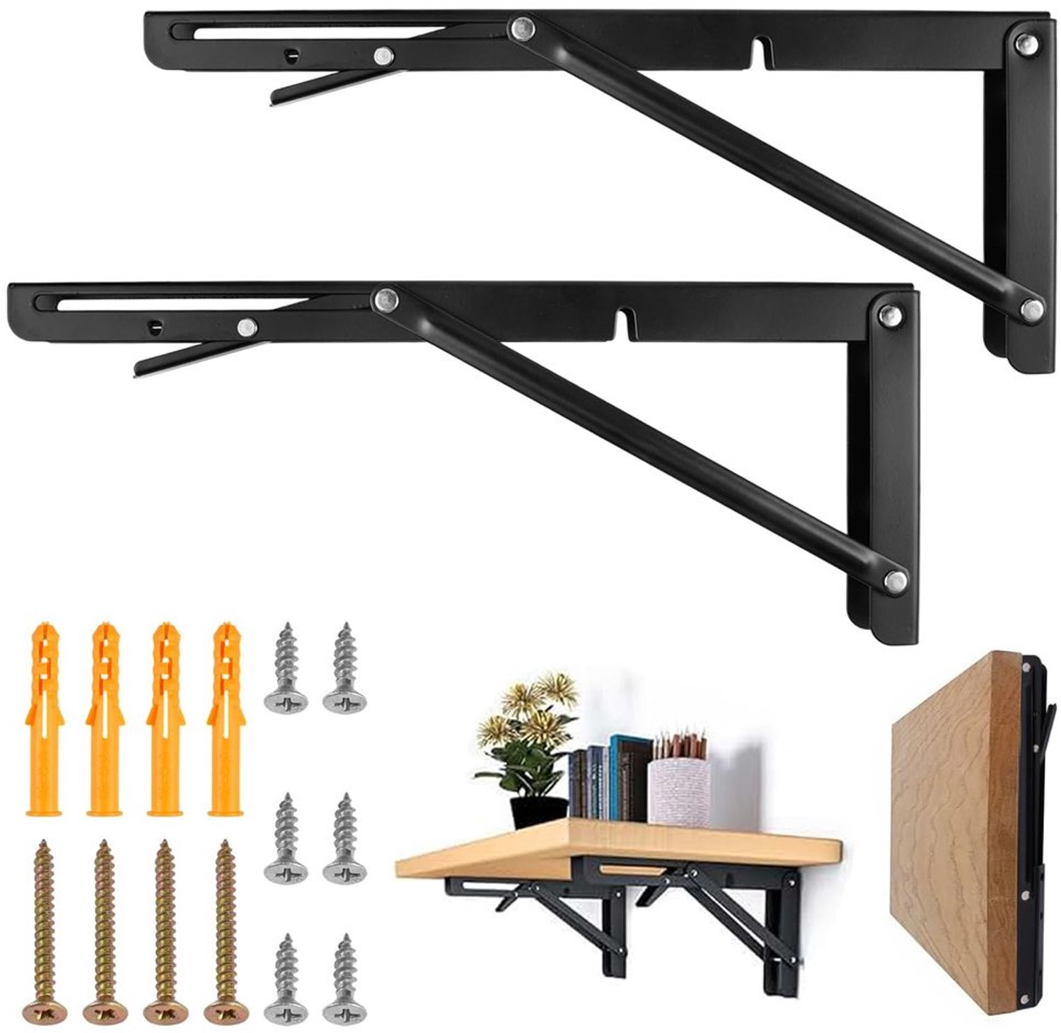 Vouwbeugel Zwaar Belastbaar - Vouwbare Plank - Muurbeugel - Tafelbeugel - Plaatsbesparend - Roestvrij Staal 300 mm, 150 kg Draagkracht - Klapbeugel