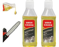 Tronconneuse Set van 2 flessen synthetische multi-doeleinden olie voor draadloze kettingzaag 100 ml Voor draadloze kettingzaag, geleidingsrails, garage, heggensnoeier