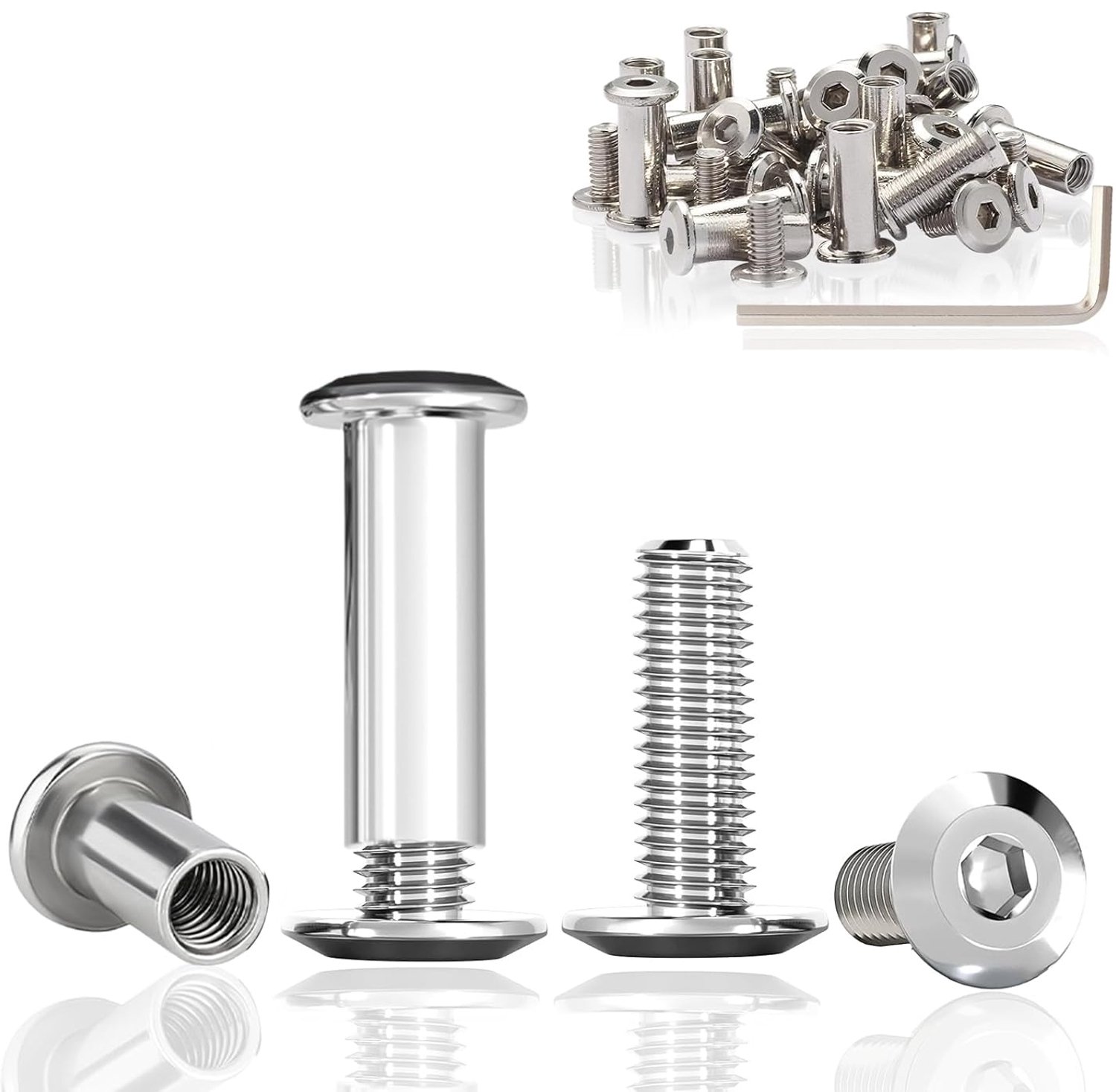 verbindingsschroeven 26 stuks - hulsmoer m5 x 20 mm - roestvrij staal A2 V2A - meubelverbinder voor kasten m-winkel - m-winkel