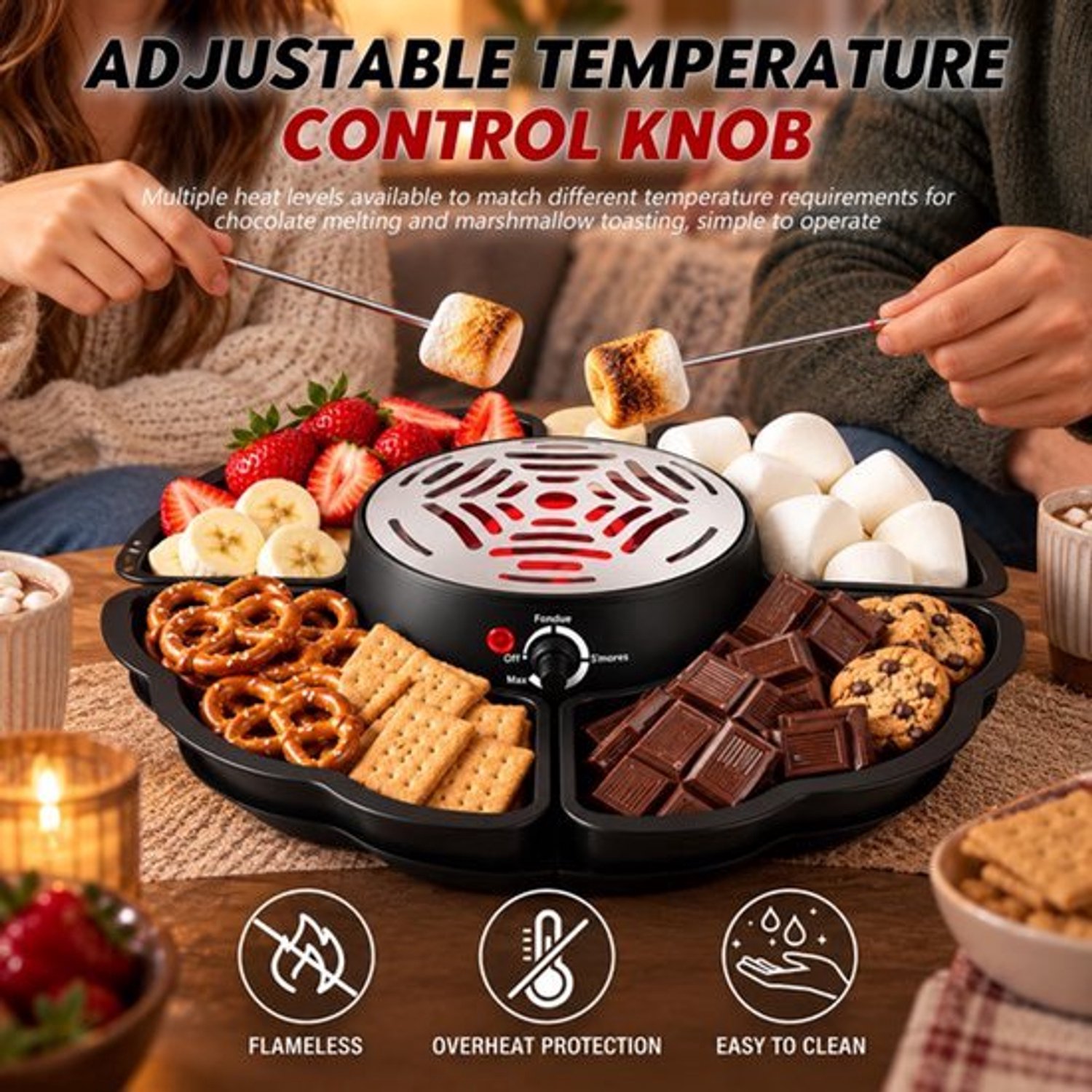 2-in-1 Chocoladefondueset, Elektrische Chocolade Fondue Set – foto 6