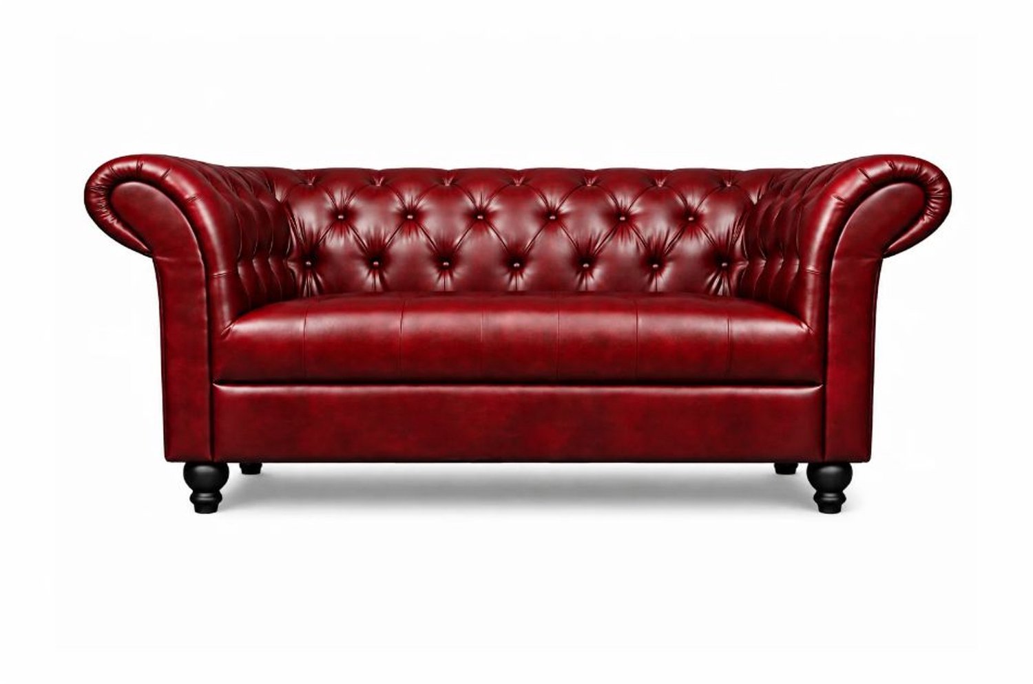 Meubeldistrict Chesterfield Bank 2-Zits - Rood - Curve Armleuningen - Chesterfield - Sofa - Bankstel