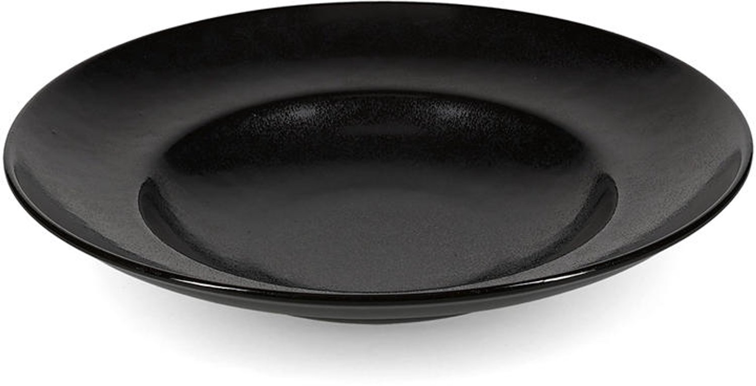 Fameilleur diep bord 25,5/16,5xH5cm zwart Ovio set van 6 - porseleinen soepbord en pastabord, voor soep, pasta, salade en stoofgerechten, vaatwasser- en magnetronbestendig, voedselveilig, servies voor thuis, restaurant en horeca, mooi als cadeau
