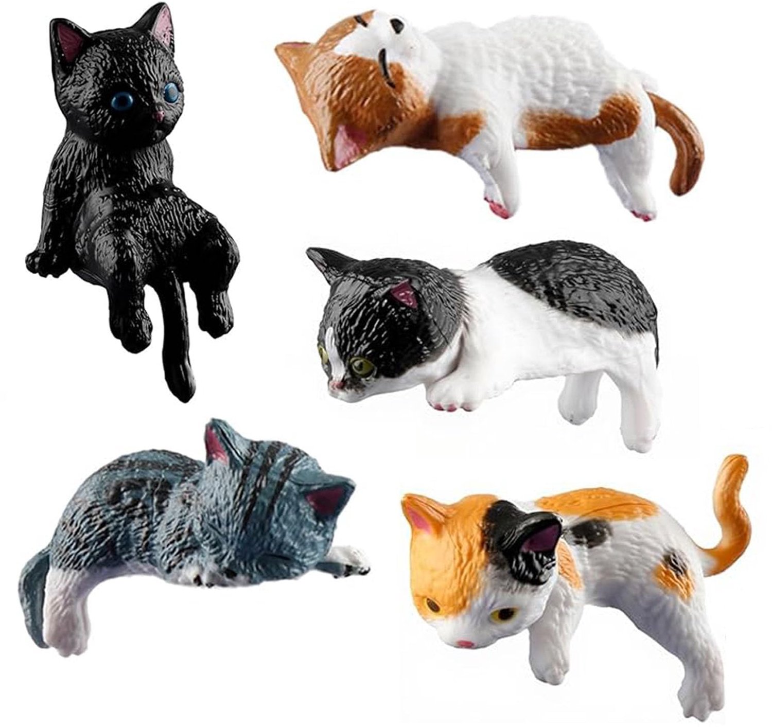Set van 5 Mini Kat Beeldjes voor Decoratie