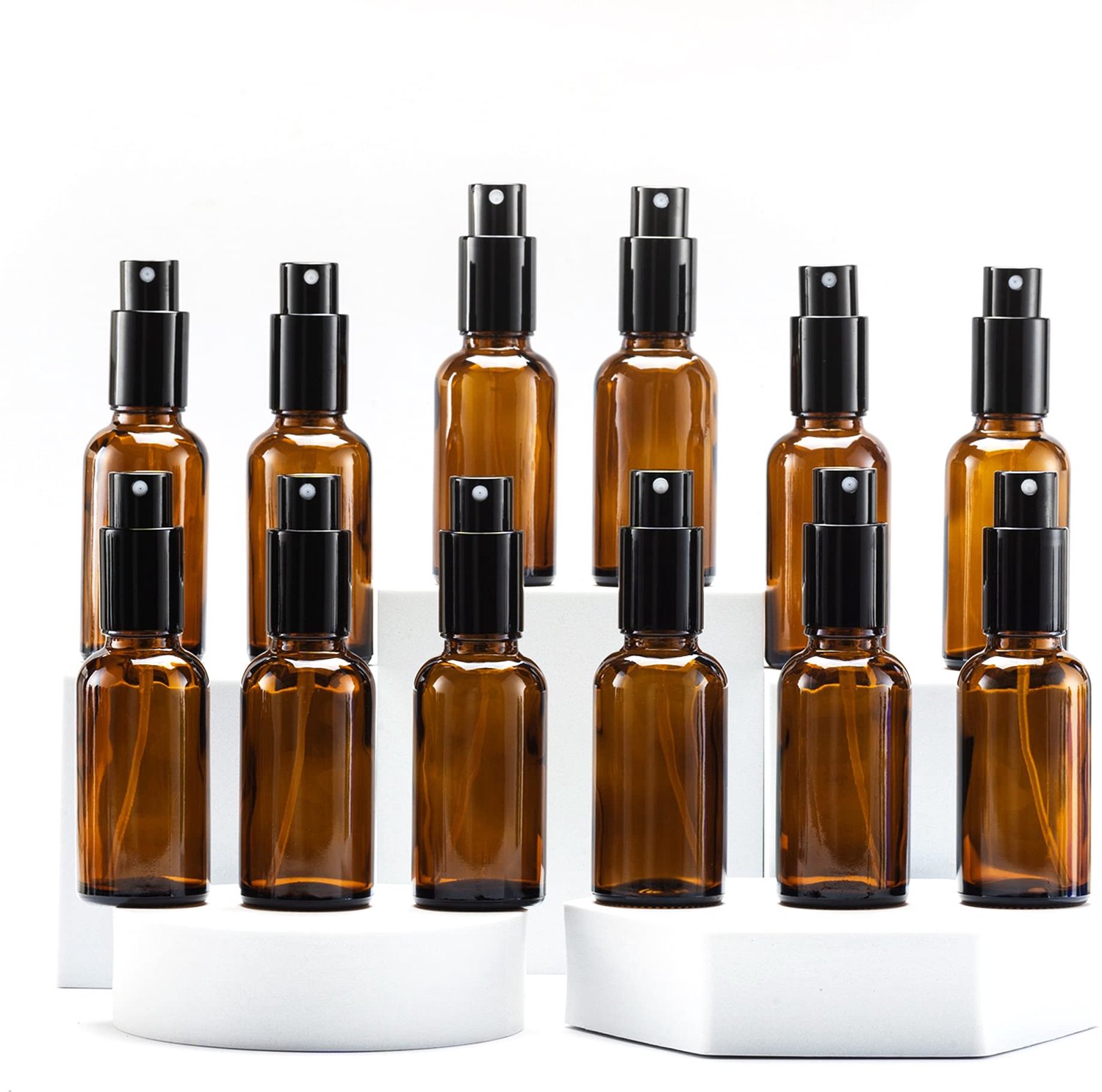 Amber Glazen Sprayflessen 30ml met Fijne Nevelspuit - 12 Stuks