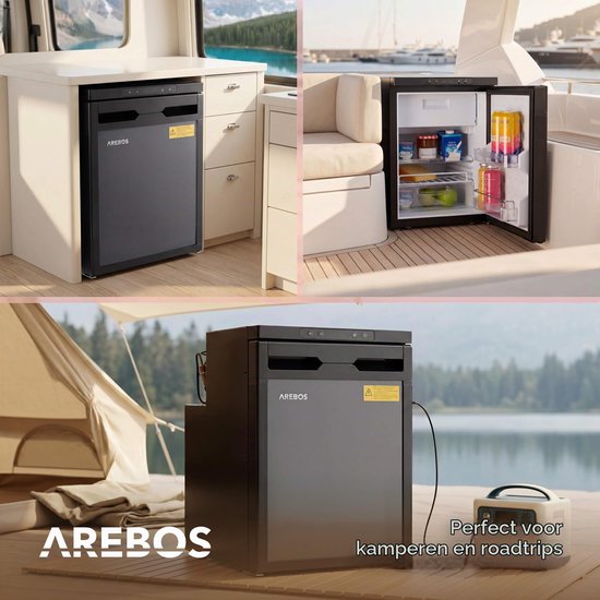 Compressorkoelkast 50 Liter – Camper Koelkast 12V/24V met Vriesvak tot -20°C – App Bediening – Zwart — afbeelding 4