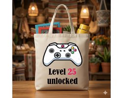 Tote Bag Level 25 Unlocked - Gamer Birthday - Gaming Lover Gift - Gamer Graphic Tee - Birthday Gamer Tee - Gaming - Cadeau Voor Gamers - Gamer Verjaardagscadeau - Gamer Kleding