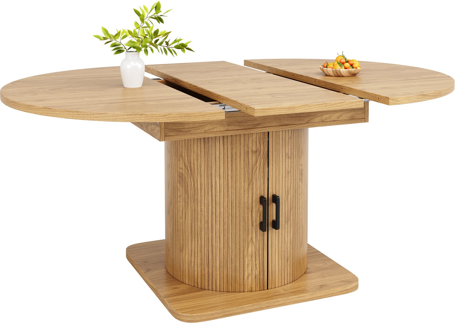 Merax Uitschuifbare eettafel met opbergruimte - met verwijderbare plank - keukentafel - houtkleur
