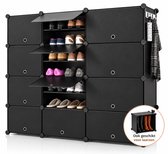Bellettini® Schoenenkast - Schoenenrek Zwart - Schoenenkast met deuren - Verstelbaar - Voor 48 schoenen