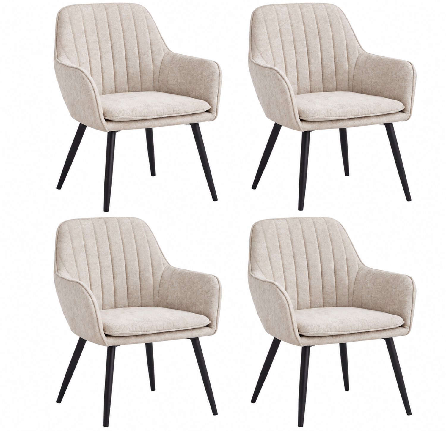 Colenis Lavinia Eetkamerstoel - Set Van 4 - Beige - Chenille Stof - Design
