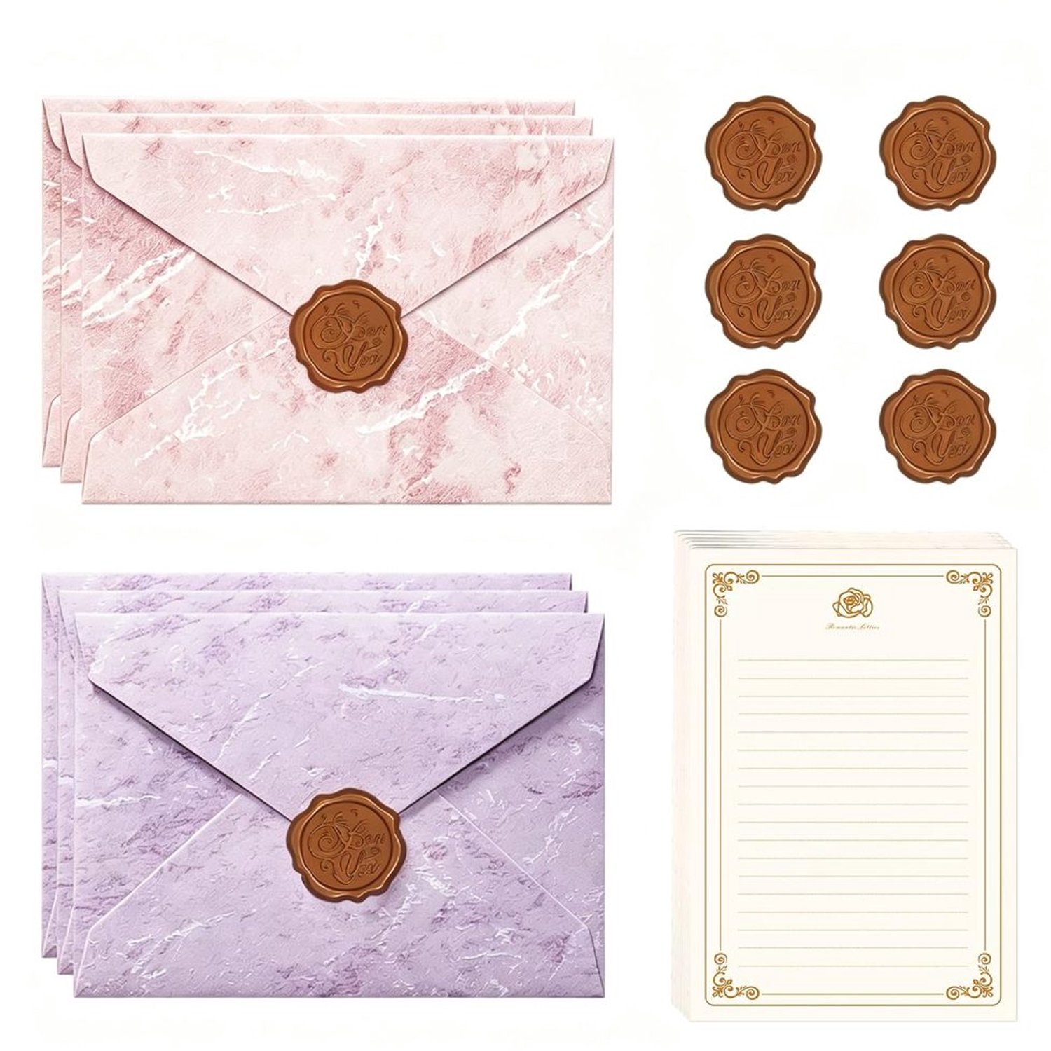 Vintage Schrijfwarenset met Briefpapier en Enveloppen