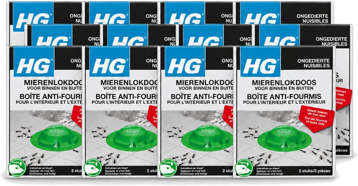 12 x HG X - Ongedierte - Mierenlokdoos Voor Binnen & Buiten - Bestrijdt Tot In Het Nest - 2 Doosjes - Voordeelverpakking - 12 stuks
