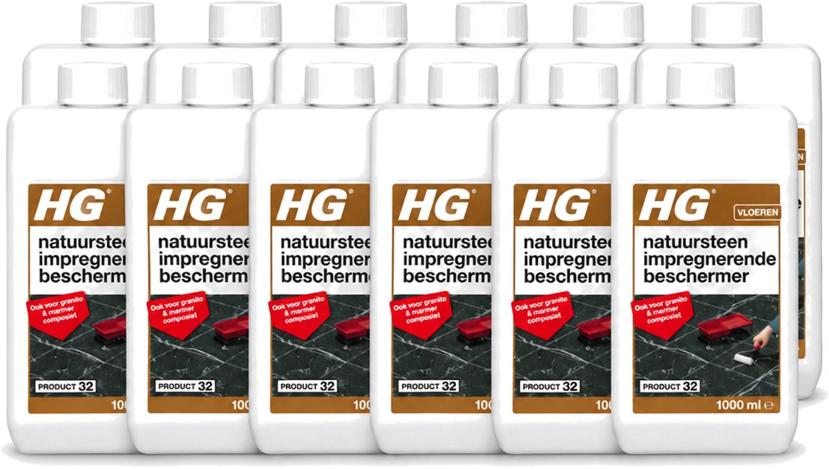 12 x HG - Natuursteen Impregnerende Beschermer - Ook Voor Granito & Marmer Composiet - 1L - Voordeelverpakking - 12 stuks