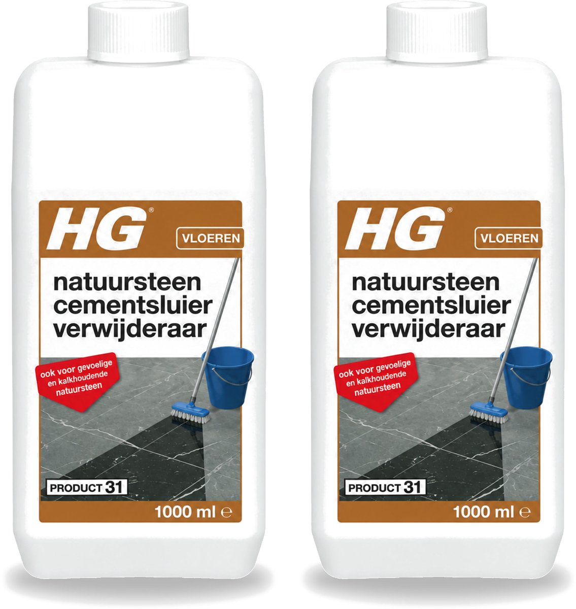 2 x HG - Natuursteen Cementsluierverwijderaar - Zuurvrij - Veilig in Gebruik - 1L - Voordeelverpakking - 2 stuks