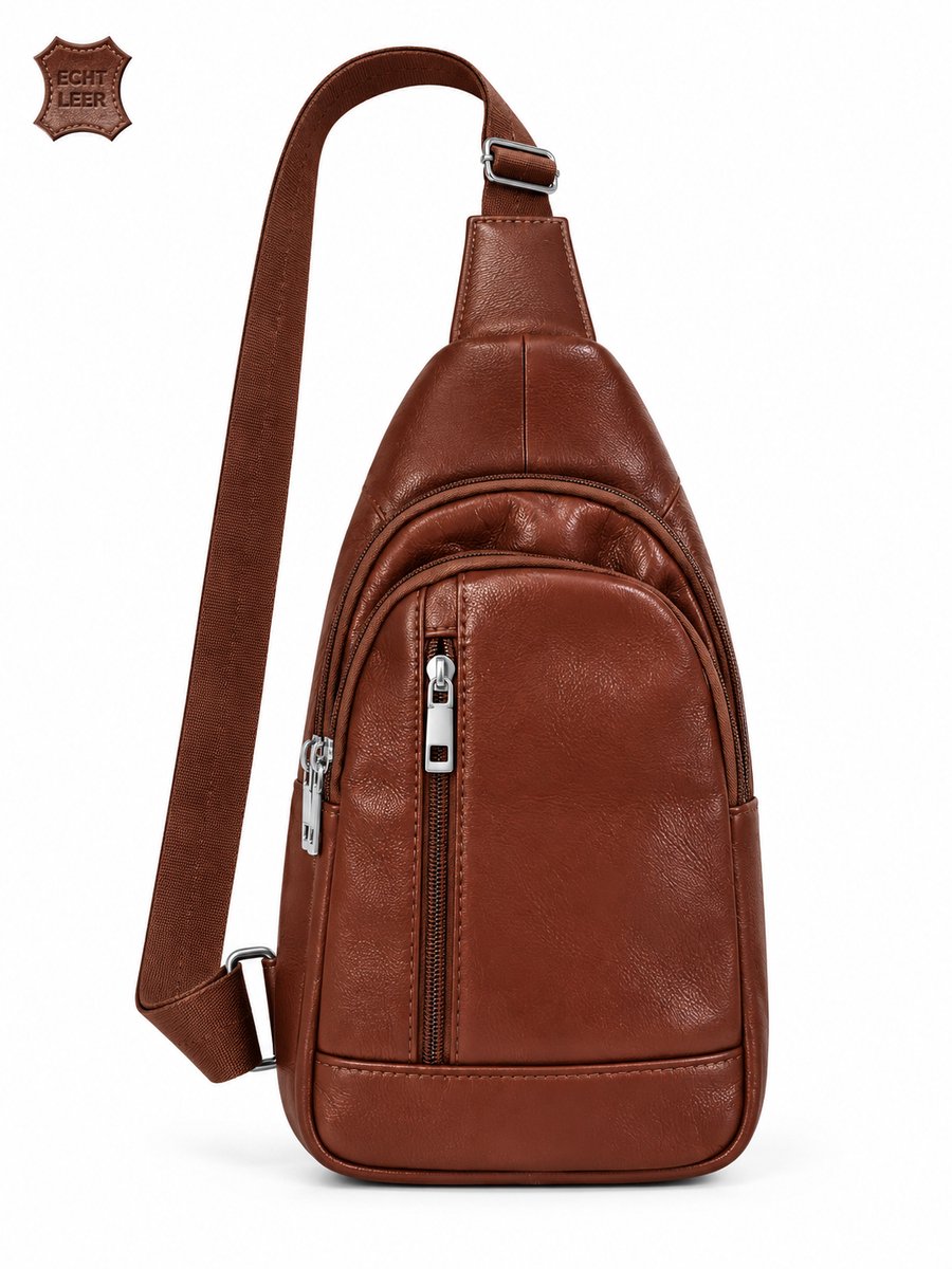 THL Design - Leren Crossbody / Schoudertas - Sling Bag - Dames & Heren - Echt Leer - Bruin
