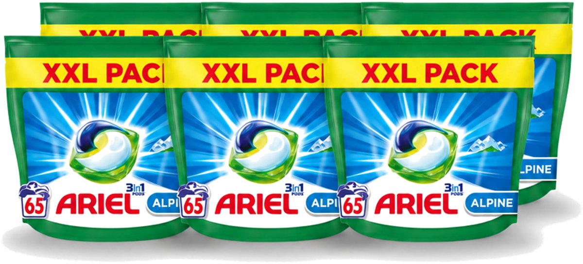 6 x Ariel – Pods 3in1 – Alpine – 1319 g – 65 wasbeurten - Voordeelverpakking - 6 stuks