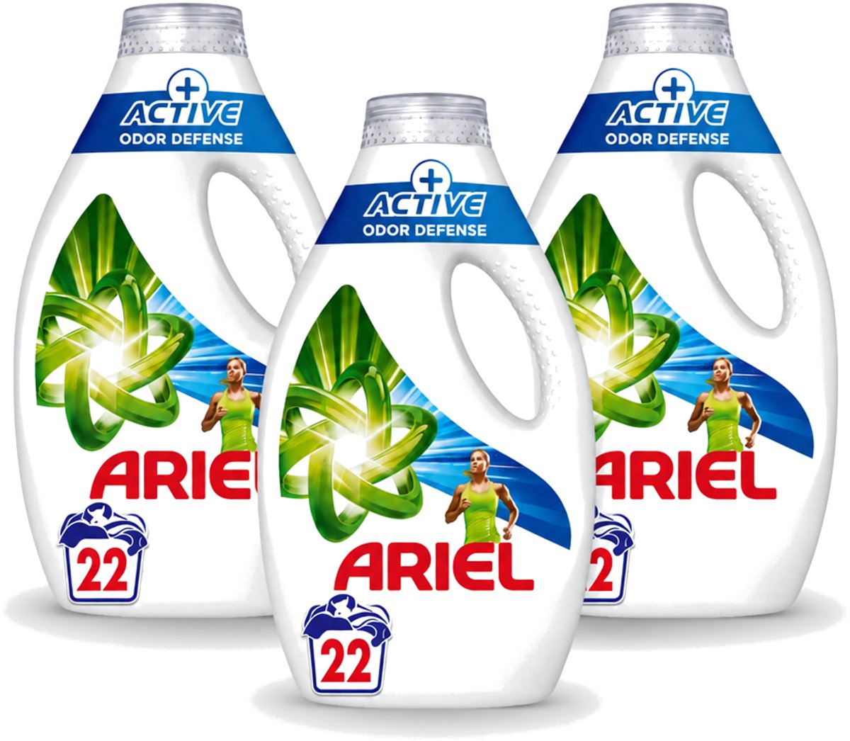 3 x Ariel – Vloeibaar Wasmiddel – Active Odor Defense – 990 ml – 22 wasbeurten - Voordeelverpakking - 3 stuks