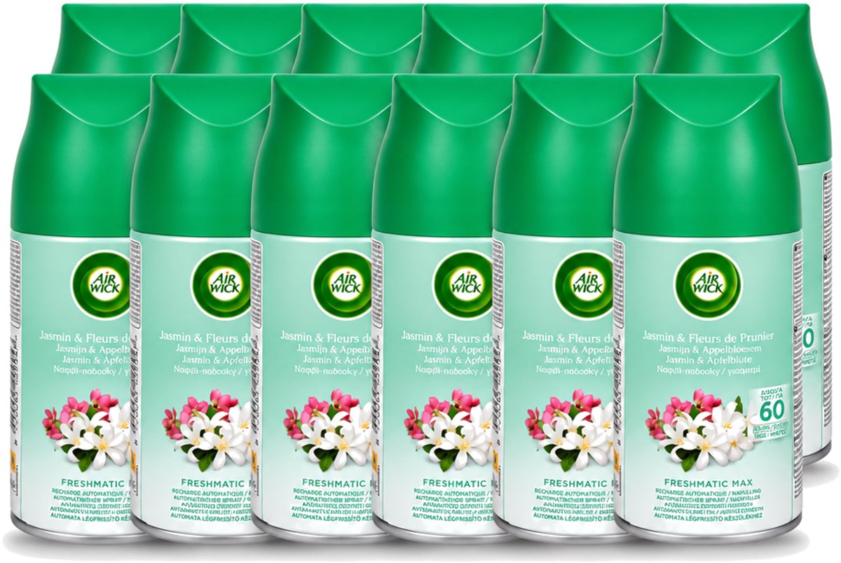 12 x Air Wick – Navulling – Freshmatic Jasmijn & Appelbloesem – 250 ml - Voordeelverpakking - 12 stuks