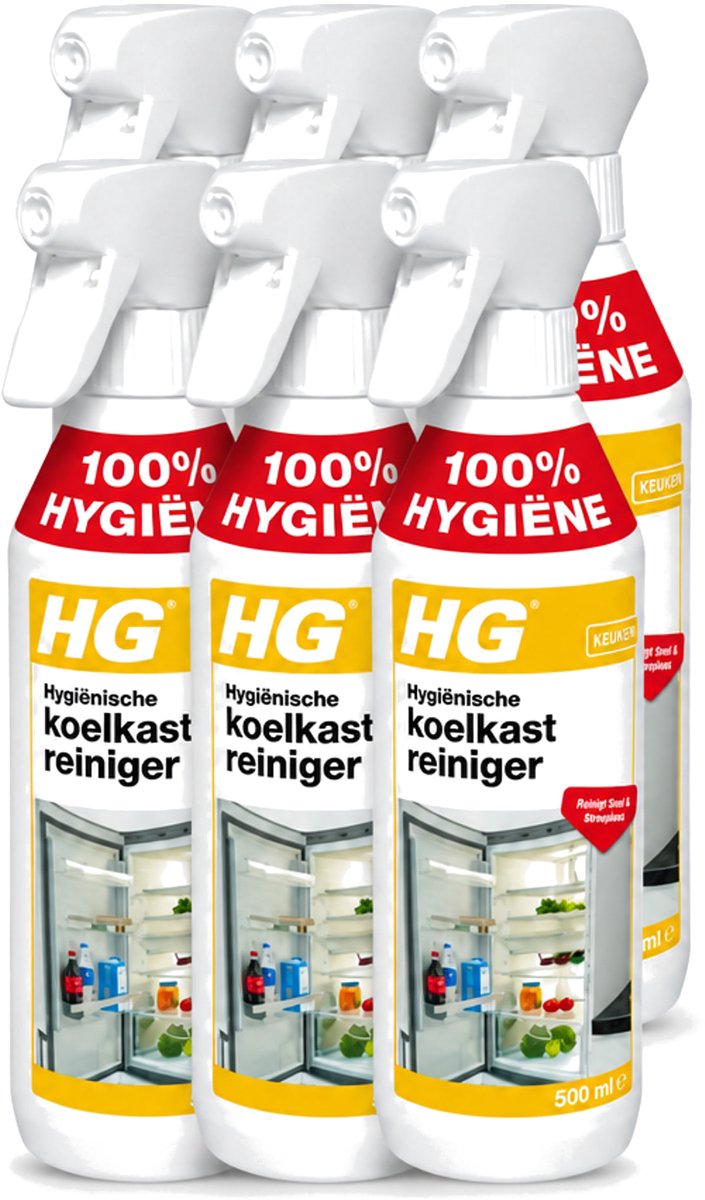 6 x HG - Hygiënische Koelkastreiniger - Reinigt Snel & Streeploos - 500 ml - Voordeelverpakking - 6 stuks