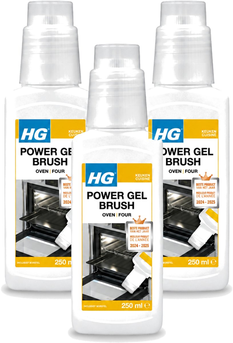 3 x HG - Power Gel Brush Oven - Zeer Hechtende Formule - Inclusief Borsteltje - 250 ml - Bulkverpakking - 3 stuks