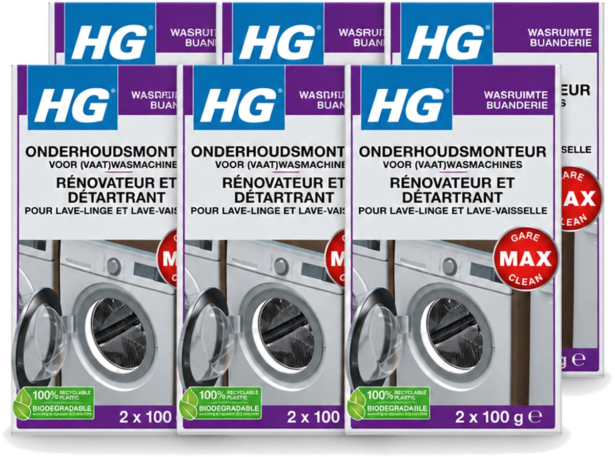 6 x HG - Onderhoudsmonteur Voor (Vaat)Wasmachines - 2 tot 4 Behandelingen - Voordeelverpakking - 6 stuks