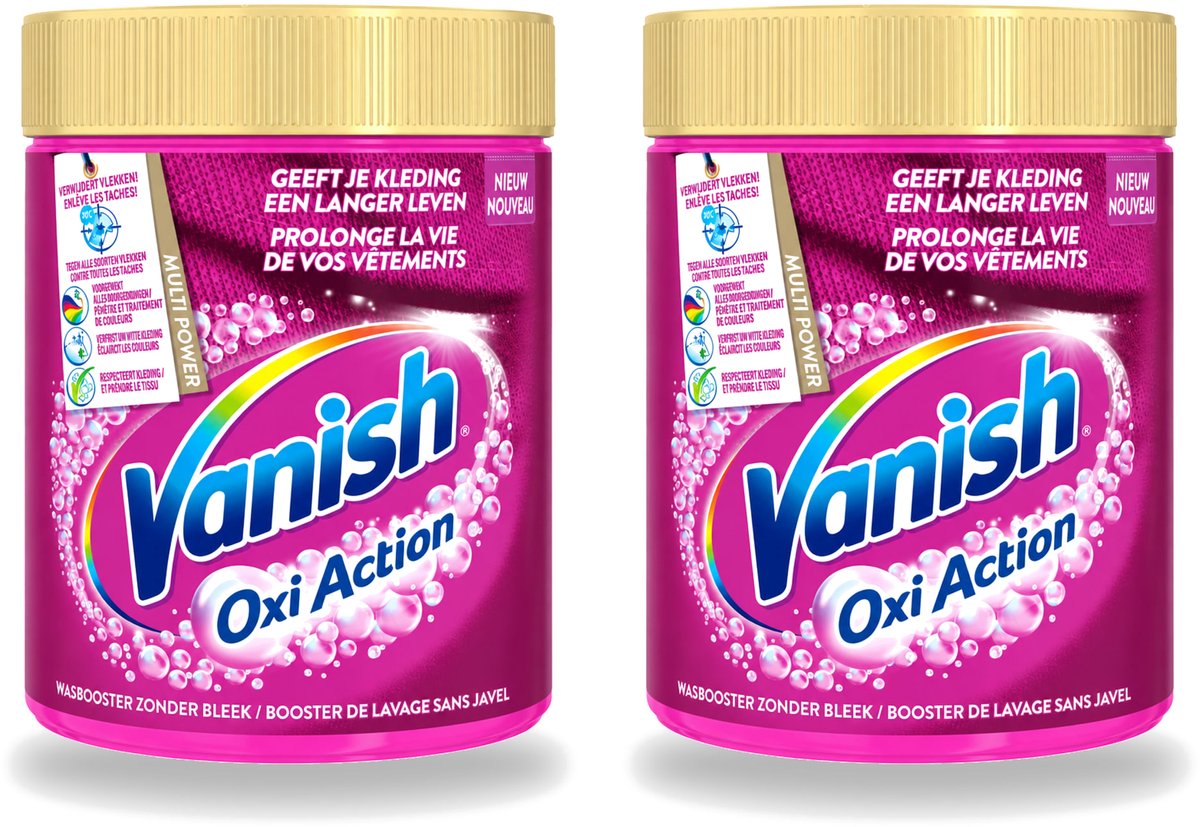 2 x Vanish Oxi Action - Vlekkenverwijderaar - Wasbooster - Zonder Bleek - Gekleurde Was - 550 Gram - Voordeelverpakking - 2 stuks