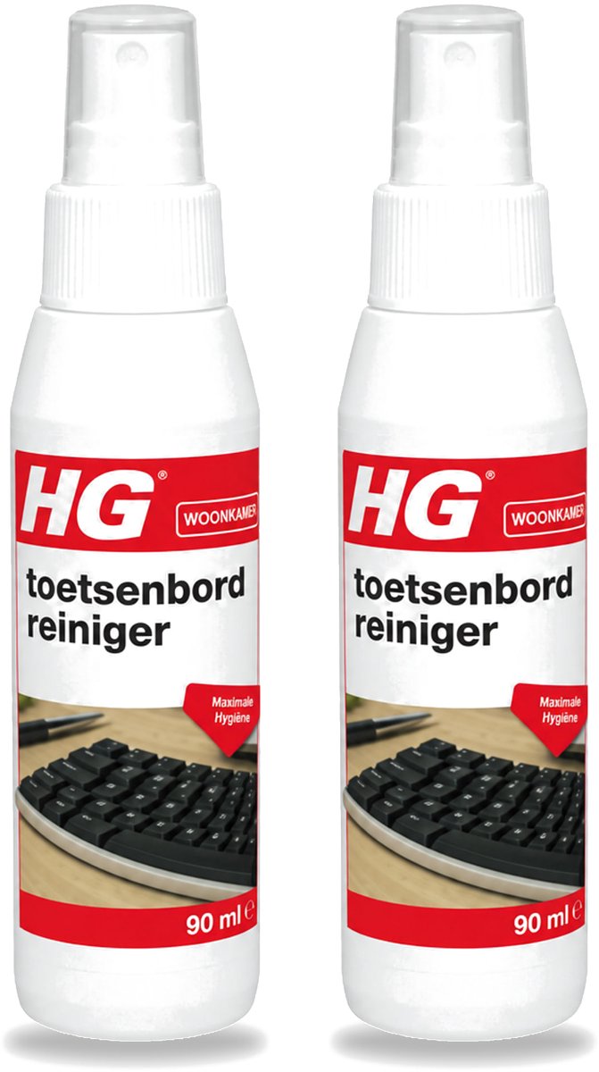 2 x HG - Toetsenbordreiniger - Maximale Hygiëne - Reinigt Snel & Effectief - 90 ml - Voordeelverpakking - 2 stuks