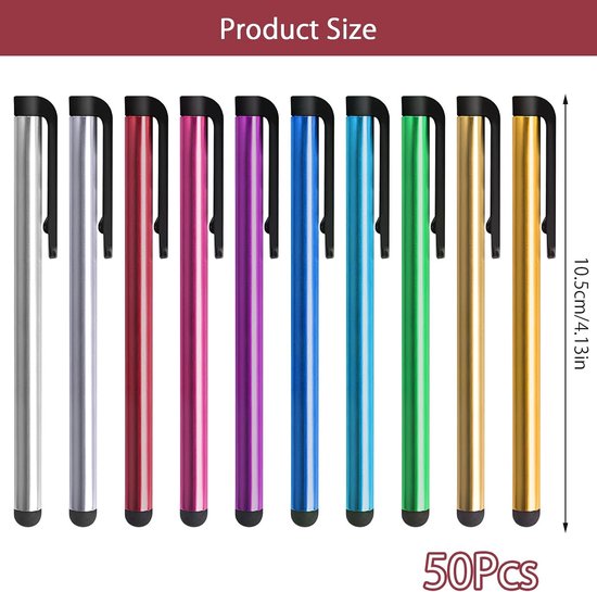 50 stuks tabletpen, touchscreen pen, touchpen, stylus pen invoerpen, boekii pen, capacitieve pen, metalen pen voor tablet, mobiele telefoon, smartphones (10 cm x 0,7 cm) — afbeelding 4