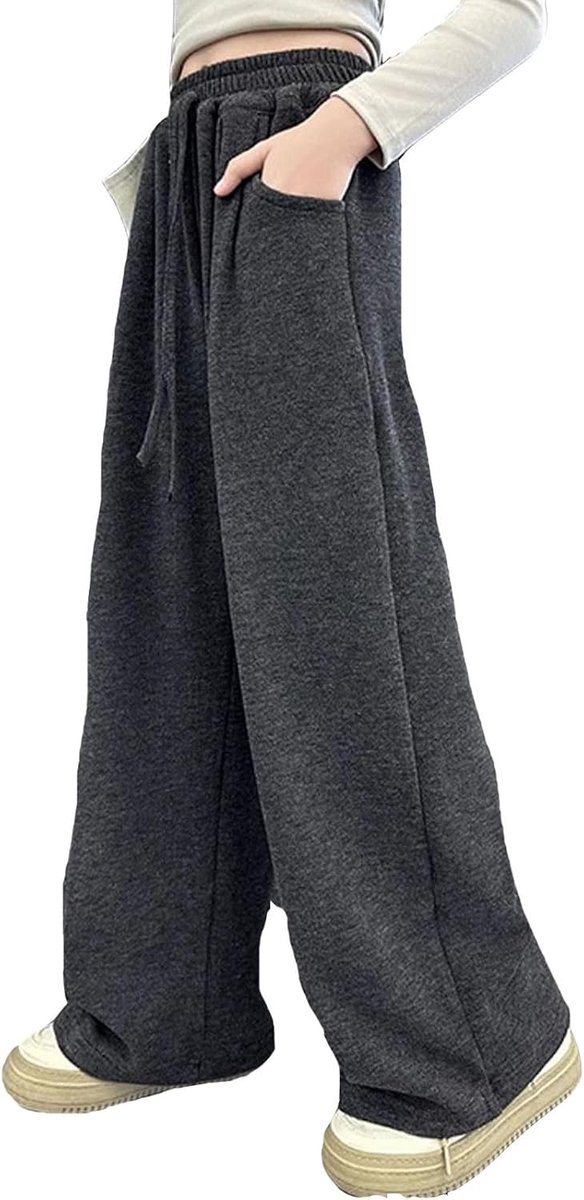 Joggingbroek voor meisjes, kinderen, basic, katoen, elastische taille, voor meisjes, tieners, comfortabel en zacht, voor school en sport, 2-14 jaar, A19