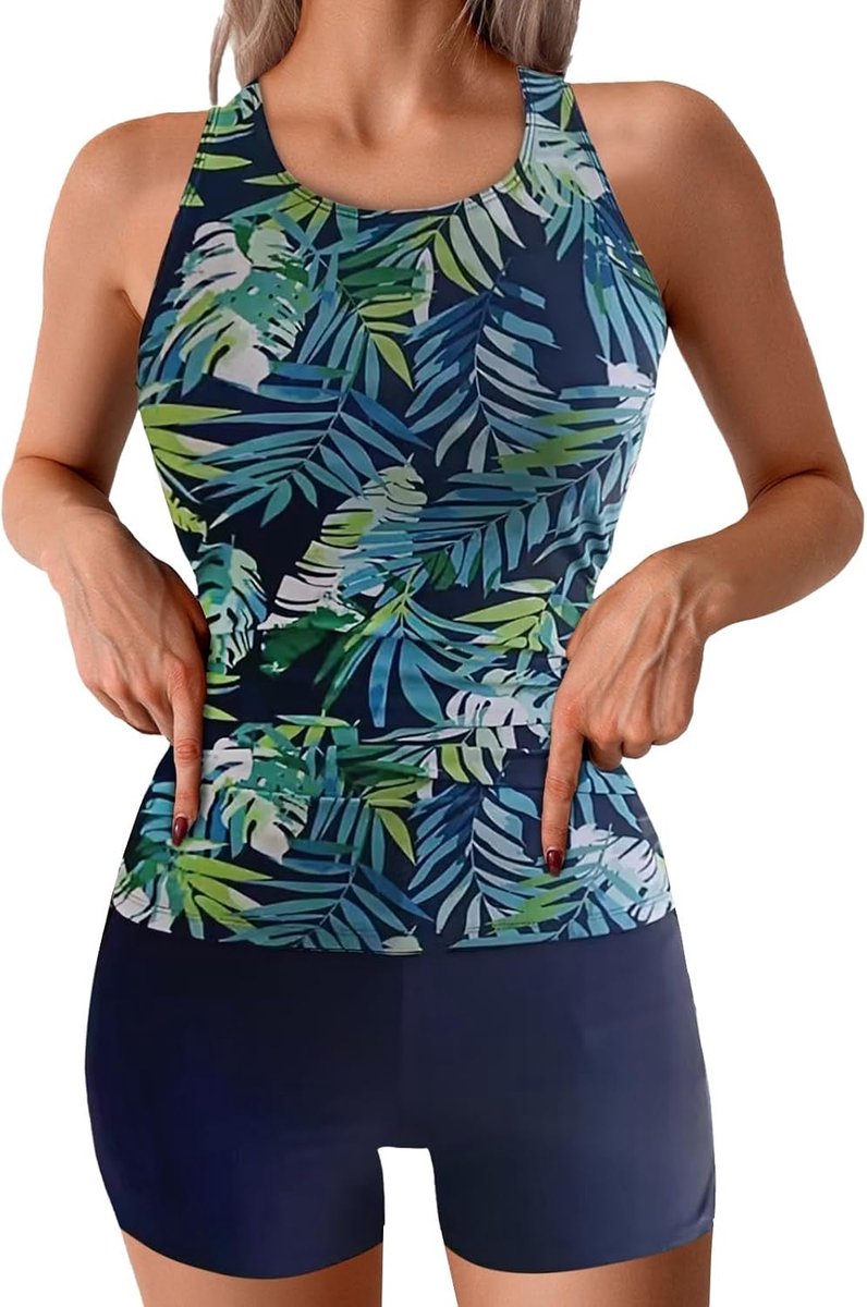 Badpak voor dames, 2-delig, bikini, hoge taille, sexy, push-up, platte buik, gevoerd, retro, vakantie, strand, A35