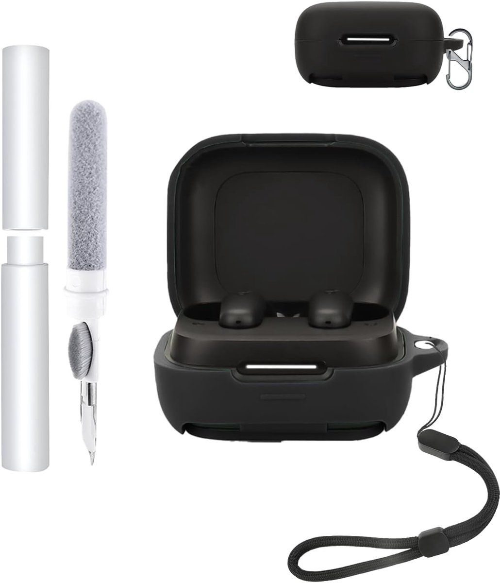 Hoes voor Anker Soundcore P31i open-ear koptelefoon, schokbestendig, toergy waterdicht, zacht en duurzaam, met koord, sleutelhanger en reinigingstool, zwart