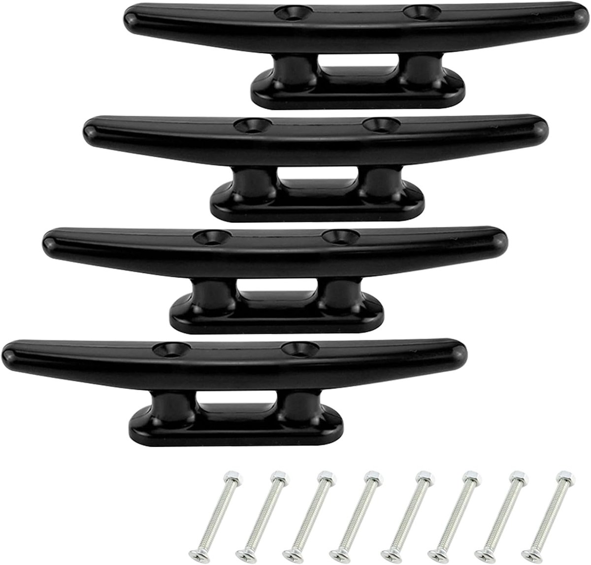 Aanleglamp, 100 mm, zwart, 4 stuks, bootlamp, nylon heavy duty klem, aanslagklem, kunststof klem, nylon klem, bootlamp kajak, Cime di Ormeggio per kajak, voor kajaks en andere boten