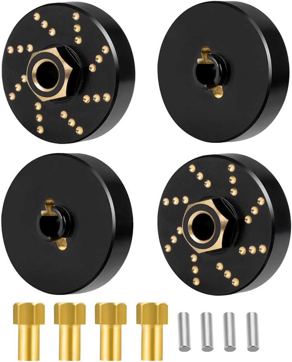 4 stuks messing wiel Hex Hub Adapter Extended Wheel Spacers Gewichten voor 1/18 RC Crawlers TRX4M Bronco Defender k10 F150 upgrade-onderdelen