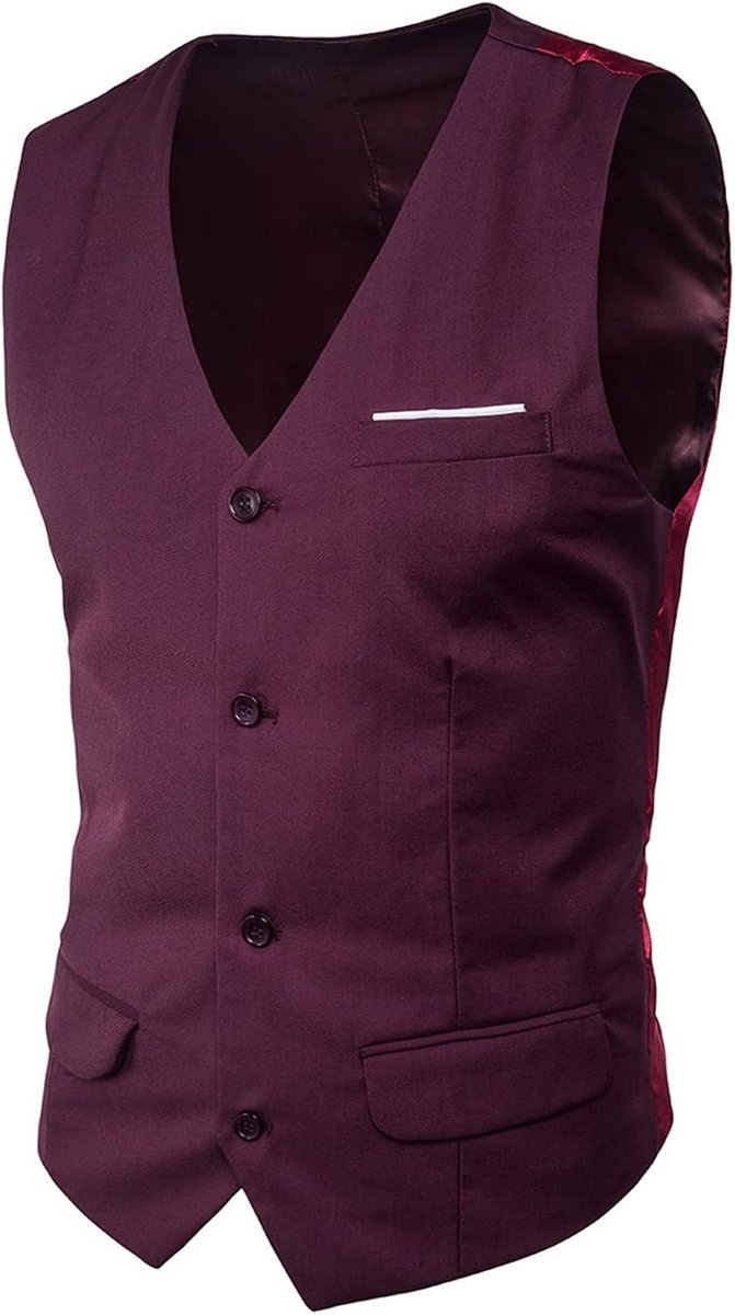 Vest met V-hals, slim fit, solide, kostuum, maat, lichte jas, voor bruiloft, bal, zakelijk