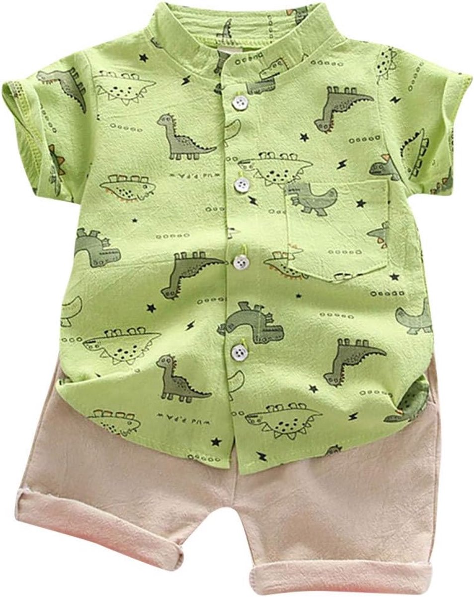 2-delige set voor jongens, zomerkleding, katoen, T-shirt, shorts, kinderkleding, boerderijdieren, landelijke stijl, schattig, voor uitstapjes in de natuur, A125