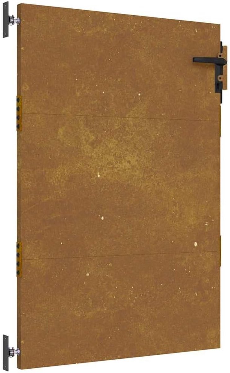 Tuinpoort 85 x 125 cm, afsluitbare metalen poort voor volledige inkijkbescherming, weerbestendig staal met natuurlijke roestpatina, onderhoudsvrij en duurzaam voor de tuin