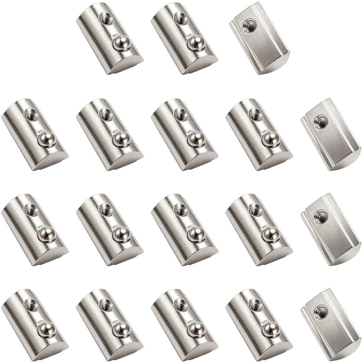 18 Stuks 40 Serie M3 T-Veermoeren, Groefstenen met Kogelmoer, voor Aluminium Extrusieprofielen met Sleuf van 8mm