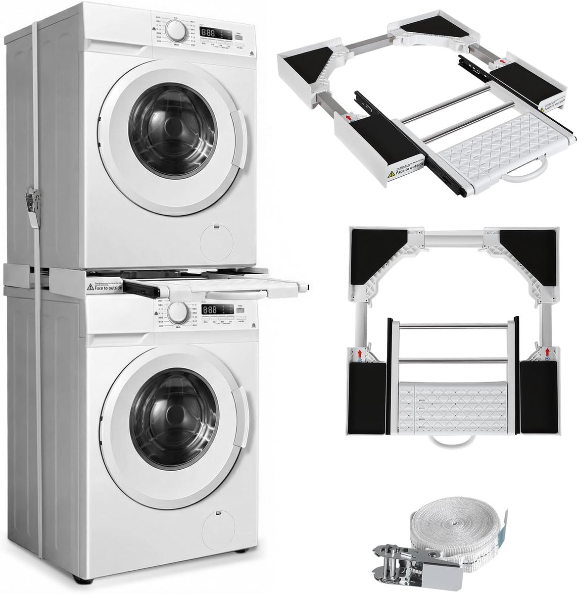 Wasmachine droger 43-72cm, 300kg, met plank