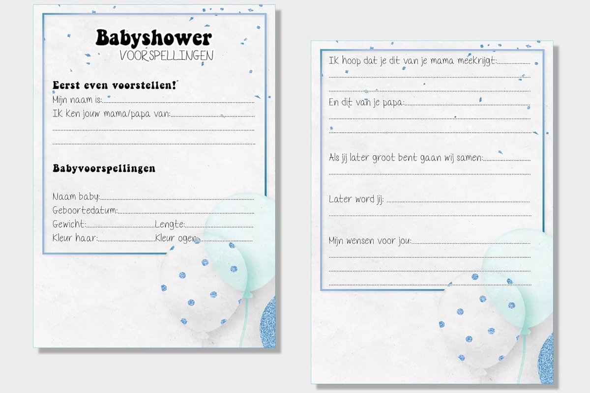 20x leuke babyshower invulkaarten (A5 formaat) babyshower 8